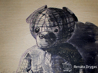 From my student years: drawing, ink, ''Teddy Bear 02'' 
